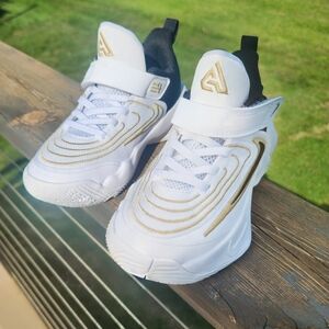 Kids White and Gold Giannis Shoes